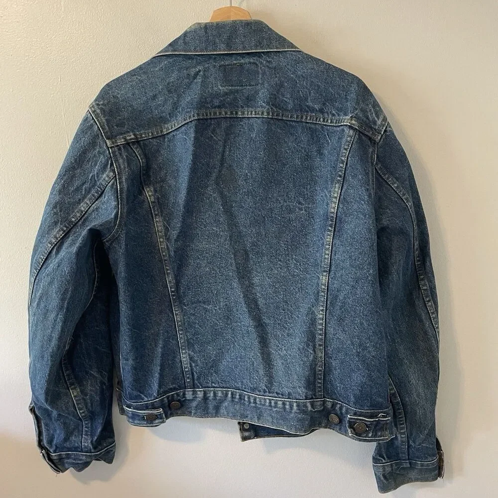 Vintage 80s Levis Type 3 Denim Trucker Jacket 70506-0217 44 Made USA Chore Jean